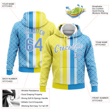Load image into Gallery viewer, Custom Stitched Gold Light Blue-White 3D Pattern Design Sports Pullover Sweatshirt Hoodie