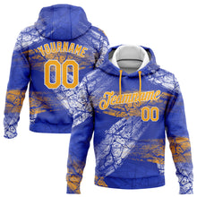 Load image into Gallery viewer, Custom Stitched Royal Gold-White 3D Pattern Design Sports Pullover Sweatshirt Hoodie