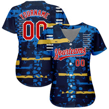 Load image into Gallery viewer, Custom Navy Red-White 3D Pattern Design Authentic Baseball Jersey