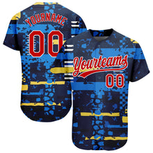 Load image into Gallery viewer, Custom Navy Red-White 3D Pattern Design Authentic Baseball Jersey