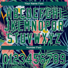 Load image into Gallery viewer, Custom Black Kelly Green-White 3D Pattern Design Hawaii Palm Leaves And Flowers Authentic Baseball Jersey