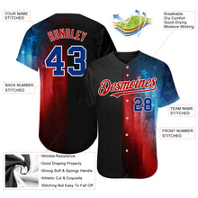 Load image into Gallery viewer, Custom Black Royal-Red 3D American Flag Fashion Authentic Baseball Jersey