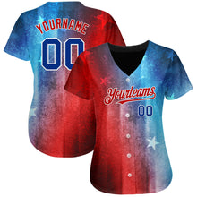 Load image into Gallery viewer, Custom Red Royal-Black 3D American Flag Fashion Authentic Baseball Jersey