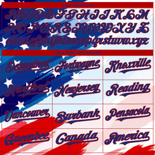 Load image into Gallery viewer, Custom White Royal-Red 3D American Flag Fashion Authentic Baseball Jersey