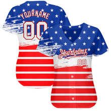 Load image into Gallery viewer, Custom Royal White-Red 3D American Flag Fashion Authentic Baseball Jersey