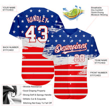 Load image into Gallery viewer, Custom Royal White-Red 3D American Flag Fashion Authentic Baseball Jersey