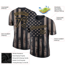 Load image into Gallery viewer, Custom Camo Black-Old Gold 3D American Flag Fashion Performance Salute To Service T-Shirt
