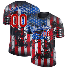 Load image into Gallery viewer, Custom Black Red-White 3D American Flag Fashion Performance T-Shirt