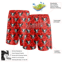Load image into Gallery viewer, Custom Red White 3D Pattern Design Dogs Authentic Basketball Shorts