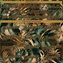 Load image into Gallery viewer, Custom Black Old Gold 3D Pattern Design Golden And Green Tropical Leaves In The Style Of Jungle And Hawaii Performance T-Shirt