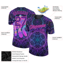 Load image into Gallery viewer, Custom Black Purple-Pink 3D Pattern Design Magic Mushrooms Over Sacred Geometry Psychedelic Hallucination Performance T-Shirt