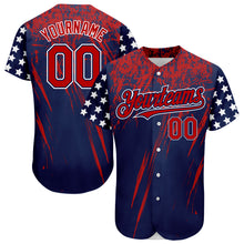 Load image into Gallery viewer, Custom Navy Red-Royal 3D American Flag Authentic Baseball Jersey