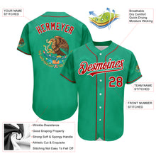 Load image into Gallery viewer, Custom Kelly Green Red-White 3D Mexico Authentic Baseball Jersey