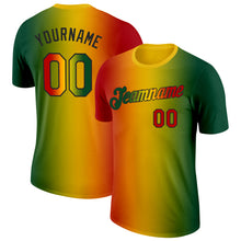 Load image into Gallery viewer, Custom Green Red Yellow-Black 3D Pattern Design Gradient Fashion Black History Month Performance T-Shirt