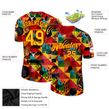 Load image into Gallery viewer, Custom Red Yellow 3D Pattern Design Black History Month Performance T-Shirt