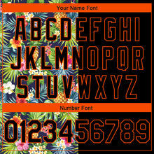 Load image into Gallery viewer, Custom Black Orange 3D Pattern Tropical Pineapples Hawaii Palm Leaves And Flowers Authentic Basketball Jersey