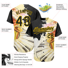 Load image into Gallery viewer, Custom White Black-Yellow 3D Pattern Design Music Festival Watercolor International Jazz Day Authentic Baseball Jersey