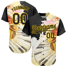 Load image into Gallery viewer, Custom White Black-Yellow 3D Pattern Design Music Festival Watercolor International Jazz Day Authentic Baseball Jersey