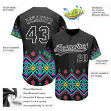 Load image into Gallery viewer, Custom Black White 3D Pattern Design Traditional African Ethnic Style Authentic Baseball Jersey