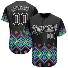 Load image into Gallery viewer, Custom Black White 3D Pattern Design Traditional African Ethnic Style Authentic Baseball Jersey