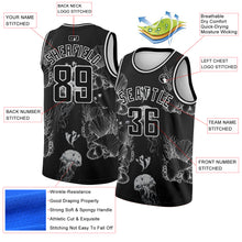 Load image into Gallery viewer, Custom Black White 3D Pattern Design Jellyfishes And Seashells Authentic Basketball Jersey