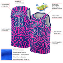 Load image into Gallery viewer, Custom Deep Pink Royal-White 3D Pattern Design Abstract Psychedelic Liquid Wave Authentic Basketball Jersey