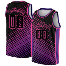 Load image into Gallery viewer, Custom Black Pink-Purple Halftone Authentic City Edition Basketball Jersey
