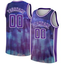 Load image into Gallery viewer, Custom Purple White Abstract Watercolor Monsoon Authentic City Edition Basketball Jersey