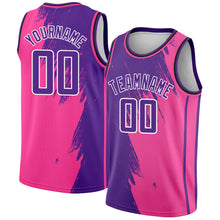 Load image into Gallery viewer, Custom Pink Purple-White Abstract Brush Splash Authentic City Edition Basketball Jersey