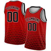 Load image into Gallery viewer, Custom Red Black-White Triangle Shapes Authentic City Edition Basketball Jersey