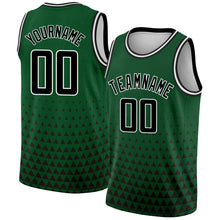 Load image into Gallery viewer, Custom Green Black-White Triangle Shapes Authentic City Edition Basketball Jersey