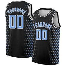 Load image into Gallery viewer, Custom Black Light Blue-White Halftone Authentic City Edition Basketball Jersey