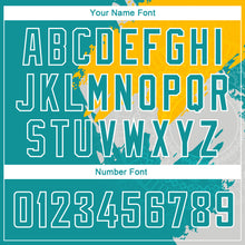 Load image into Gallery viewer, Custom Gold Aqua-White 3D Pattern Design Religion Authentic Basketball Jersey