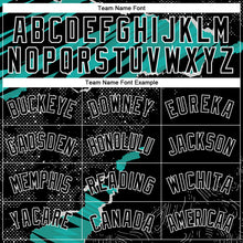 Load image into Gallery viewer, Custom Black Aqua-White 3D Pattern Design Torn Paper Style Authentic Basketball Jersey