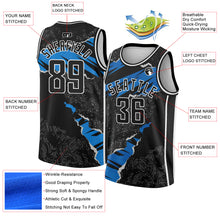 Load image into Gallery viewer, Custom Black Blue-White 3D Pattern Design Torn Paper Style Authentic Basketball Jersey