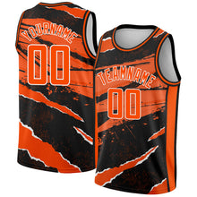 Load image into Gallery viewer, Custom Black Orange-White 3D Pattern Design Torn Paper Style Authentic Basketball Jersey