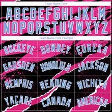 Load image into Gallery viewer, Custom Black Light Blue-Pink 3D Pattern Design Torn Paper Style Authentic Basketball Jersey