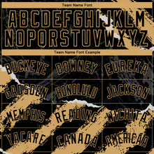 Load image into Gallery viewer, Custom Black Old Gold 3D Pattern Design Torn Paper Style Authentic Basketball Jersey