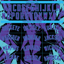 Load image into Gallery viewer, Custom Black Purple-Sky Blue 3D Pattern Design Geometric Shapes Authentic Basketball Jersey