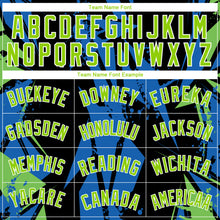 Load image into Gallery viewer, Custom Black Neon Green-Blue 3D Pattern Design Geometric Shapes Authentic Basketball Jersey