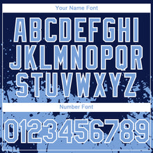 Load image into Gallery viewer, Custom Navy Light Blue-White 3D Pattern Design Abstract Splash Grunge Art Authentic Baseball Jersey