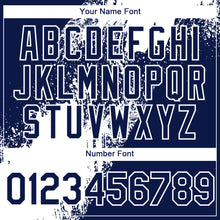 Load image into Gallery viewer, Custom Navy White 3D Pattern Design Abstract Brush Stroke Authentic Baseball Jersey