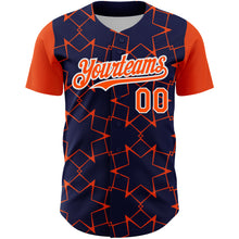 Load image into Gallery viewer, Custom Navy Orange-White 3D Pattern Design Star Lines Authentic Baseball Jersey