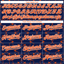 Load image into Gallery viewer, Custom Navy Orange-White 3D Pattern Design Star Lines Authentic Baseball Jersey