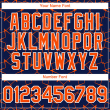 Load image into Gallery viewer, Custom Navy Orange-White 3D Pattern Design Star Lines Authentic Baseball Jersey