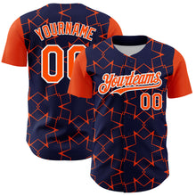Load image into Gallery viewer, Custom Navy Orange-White 3D Pattern Design Star Lines Authentic Baseball Jersey