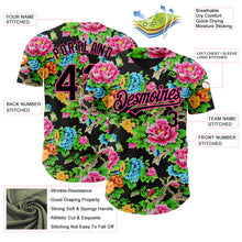 Load image into Gallery viewer, Custom Black Pink 3D Pattern Design Northeast China Big Flower Authentic Baseball Jersey