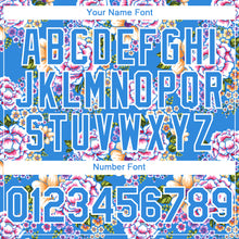 Load image into Gallery viewer, Custom Electric Blue White 3D Pattern Design Northeast China Big Flower Authentic Baseball Jersey