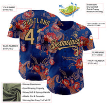 Load image into Gallery viewer, Custom Navy Old Gold-Black 3D Pattern Design Northeast China Big Flower Authentic Baseball Jersey