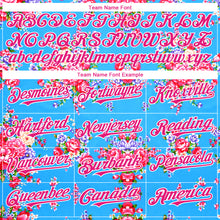 Load image into Gallery viewer, Custom Electric Blue Hot Pink-White 3D Pattern Design Northeast China Big Flower Authentic Baseball Jersey